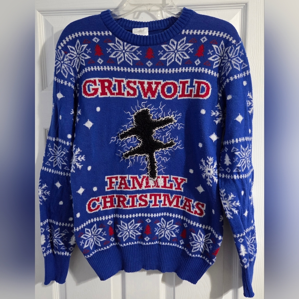 Griswold Family Ugly Christmas Blue Sweater Medium
